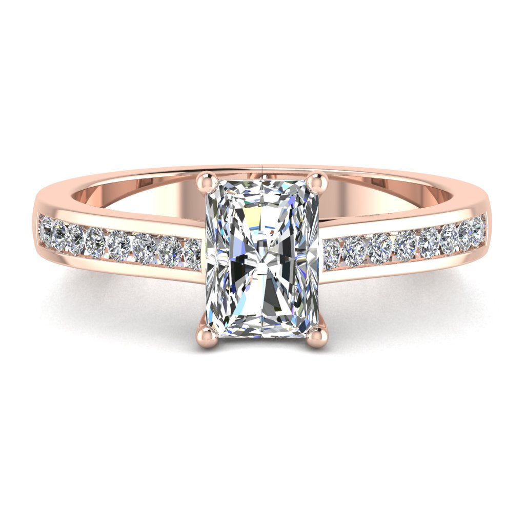 Radiant Cut Diamond Engagement Ring, Channel Shoulder Set | RX3980R
