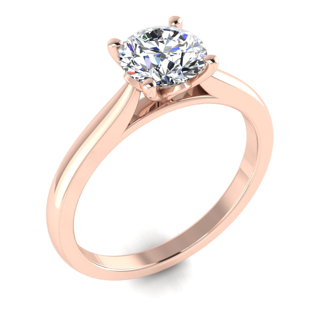 Round Solitaire Rose Gold Ring, Lotus 4 Prong | LGR