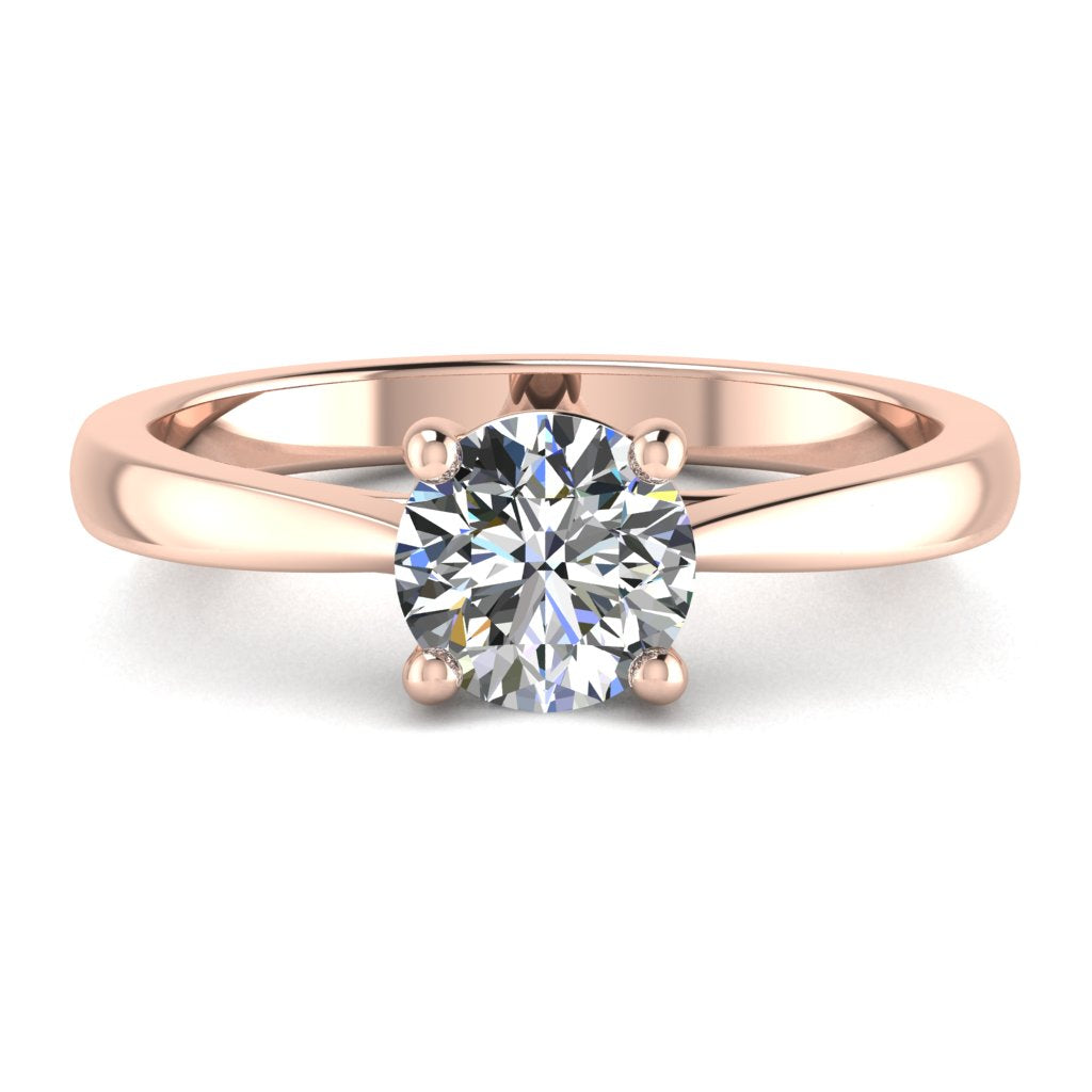 Round Solitaire Rose Gold Ring, Cross Over 4 Prong | SMR