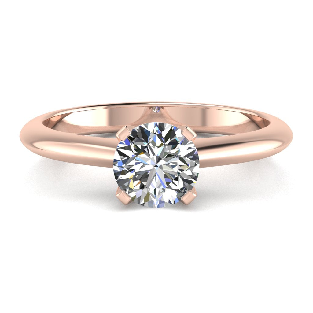 Round Solitaire Rose Gold Ring, Raised 4 Prong | LGR