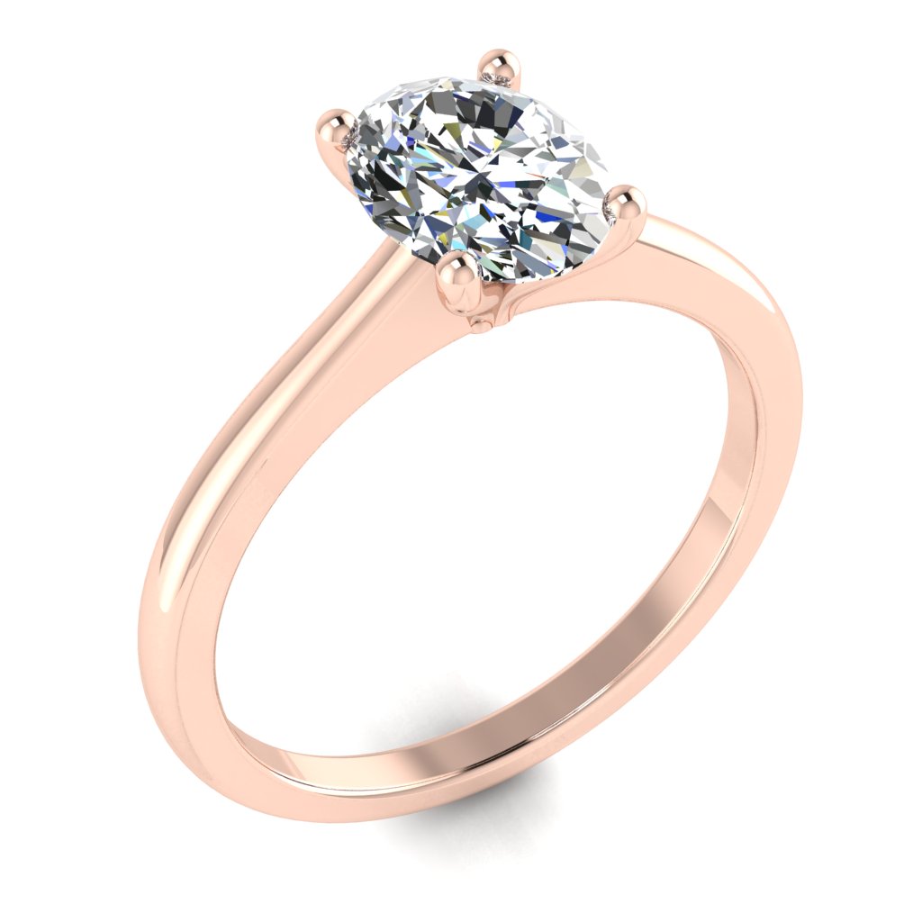 Oval Solitaire Rose Gold Ring, Raised Peg Head | LGO