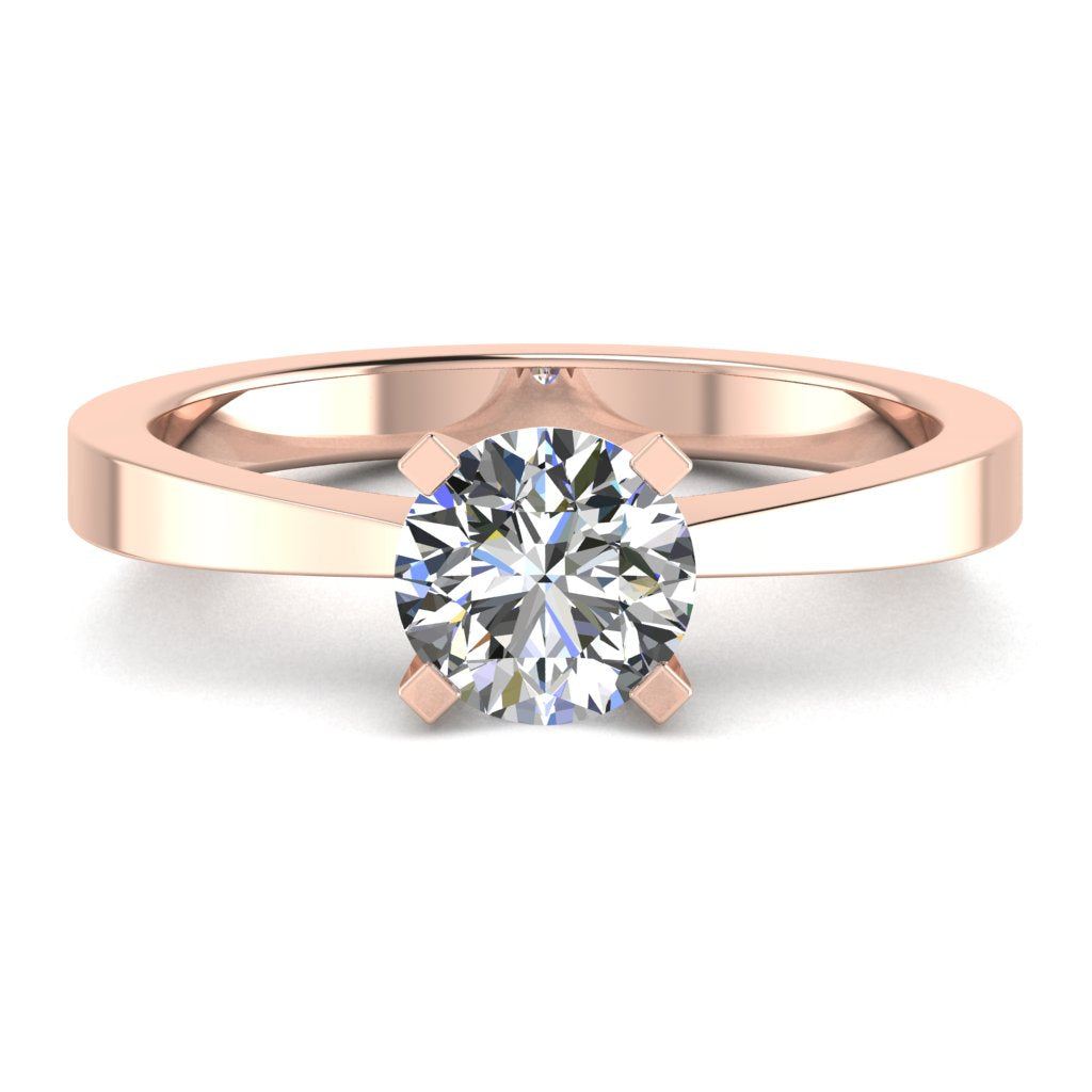 Round Solitaire Rose Gold Ring, Peghead 4 Prong | LGR