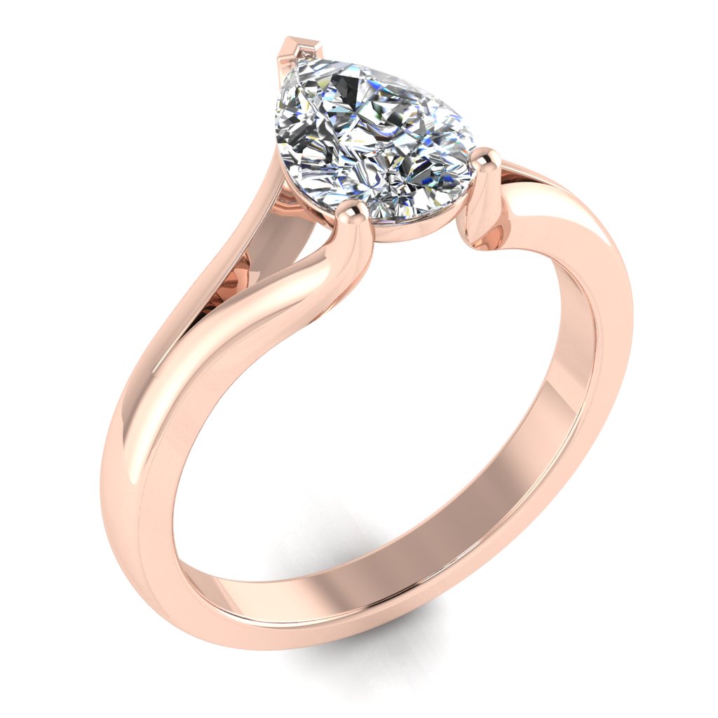 Pear Solitaire Rose Gold Ring, Raised Split | SMA