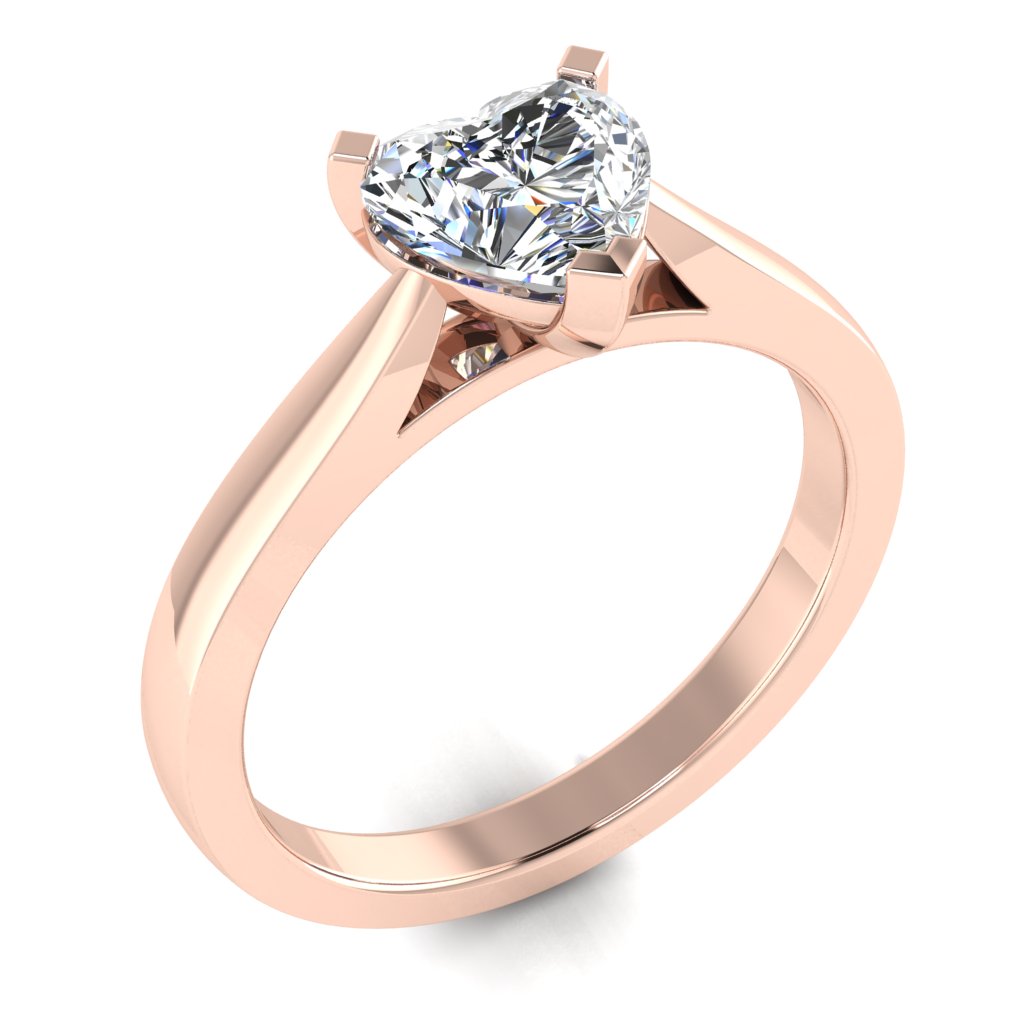 Heart Solitaire Rose Gold Ring, Pinched | LGF