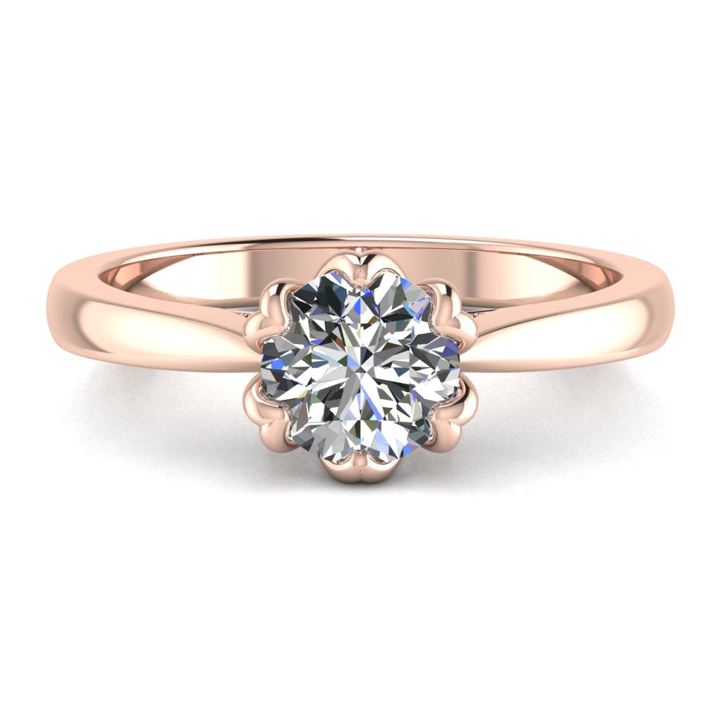 Round Diamond Solitaire Ring, Fancy Lotus Bridge Set | MT1081