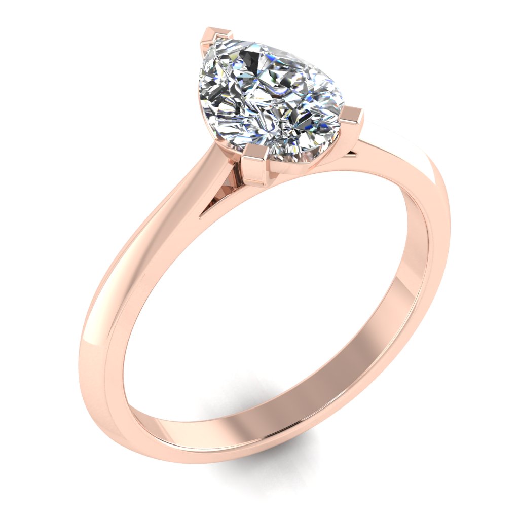 Pear Solitaire Rose Gold Ring, Fancy Basket | SMA