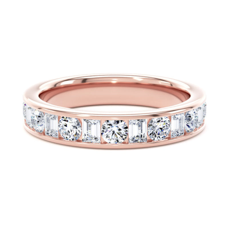 Round & Baguette Diamond Ring, Channel Set Half Eternity | ET1229