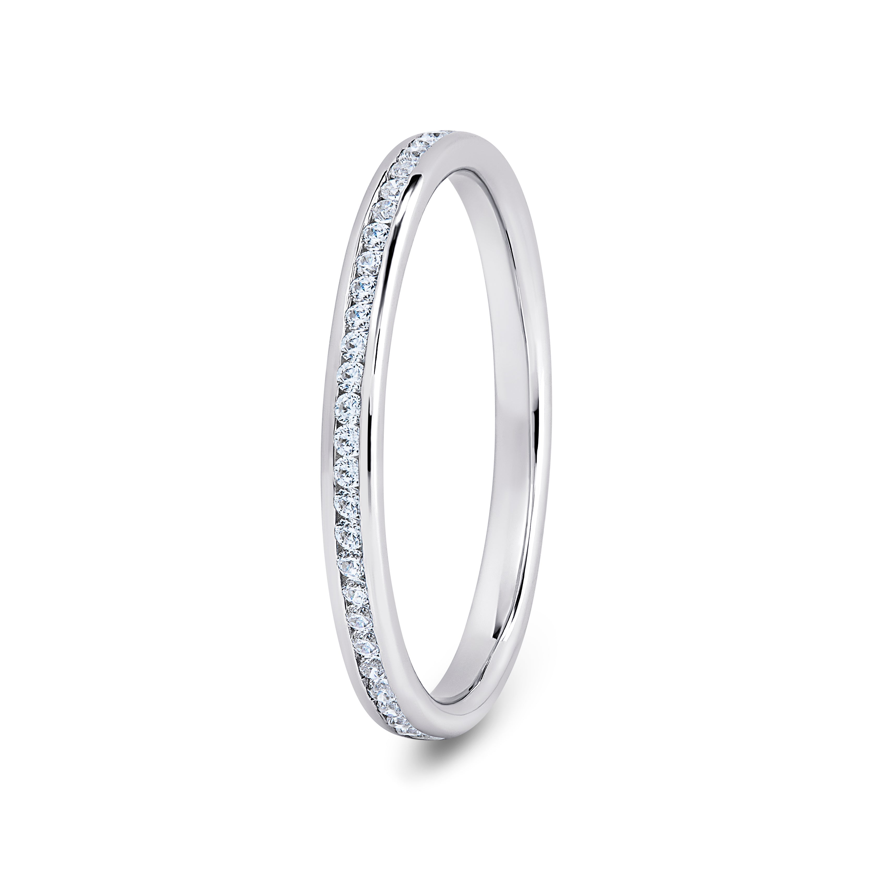 Round, Channel, Platinum Half Set Eternity Ring