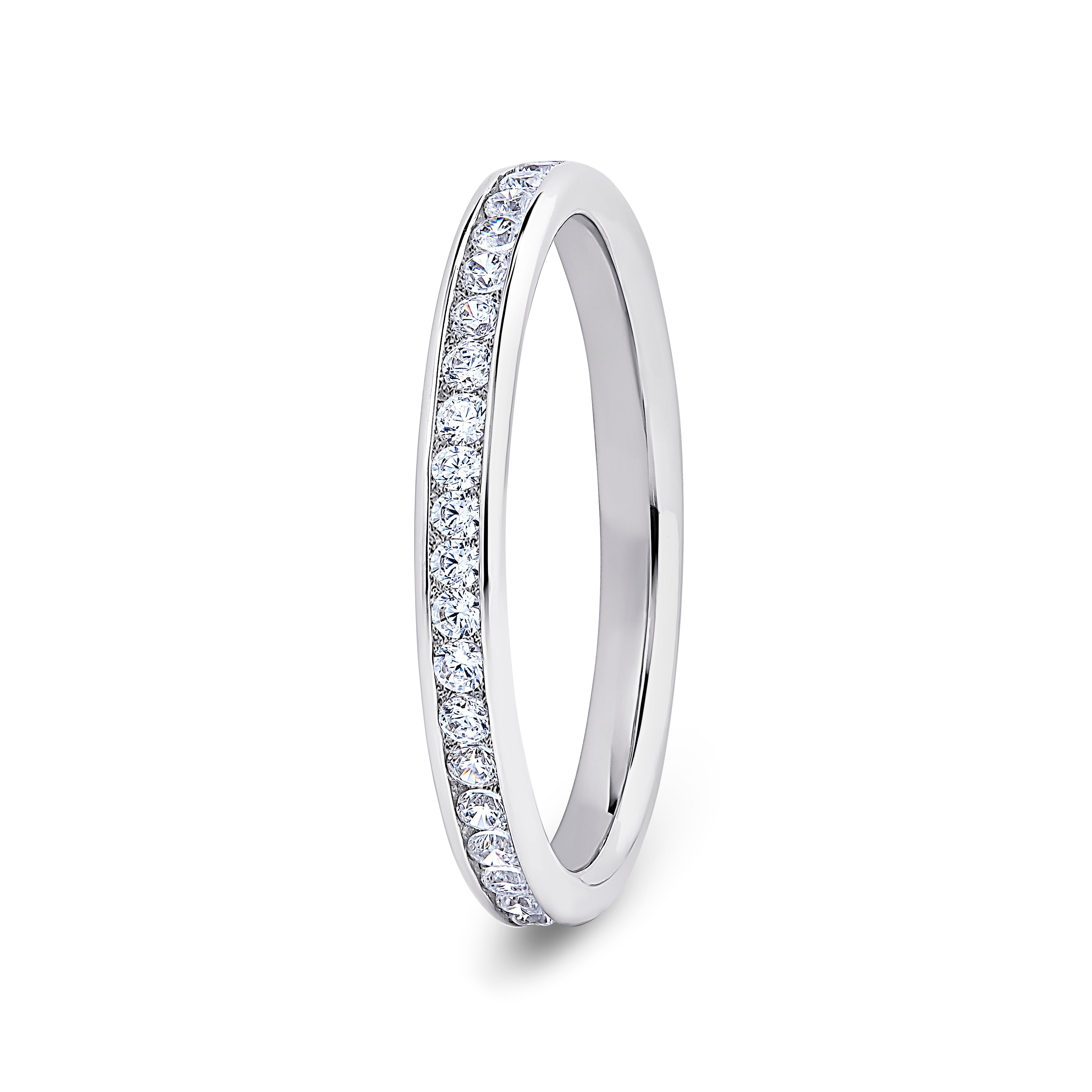 Round, Channel, Platinum Half Set Eternity Ring