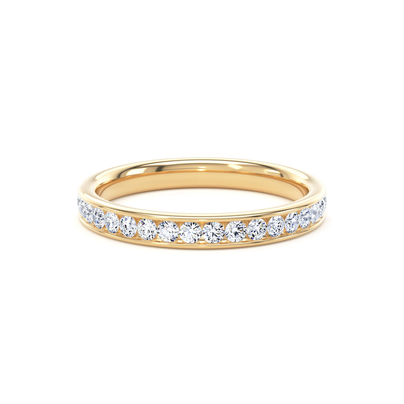 Round Diamond Yellow Gold Ring, Channel Set Half Eternity | ET1226