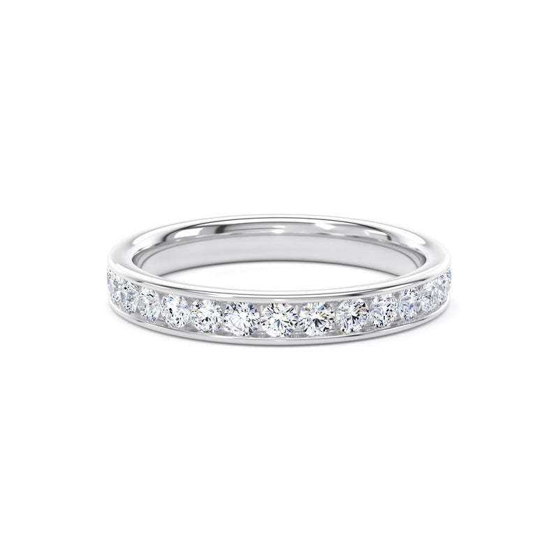 Round Diamond Platinum Ring, Channel Set Half Eternity | ET1226