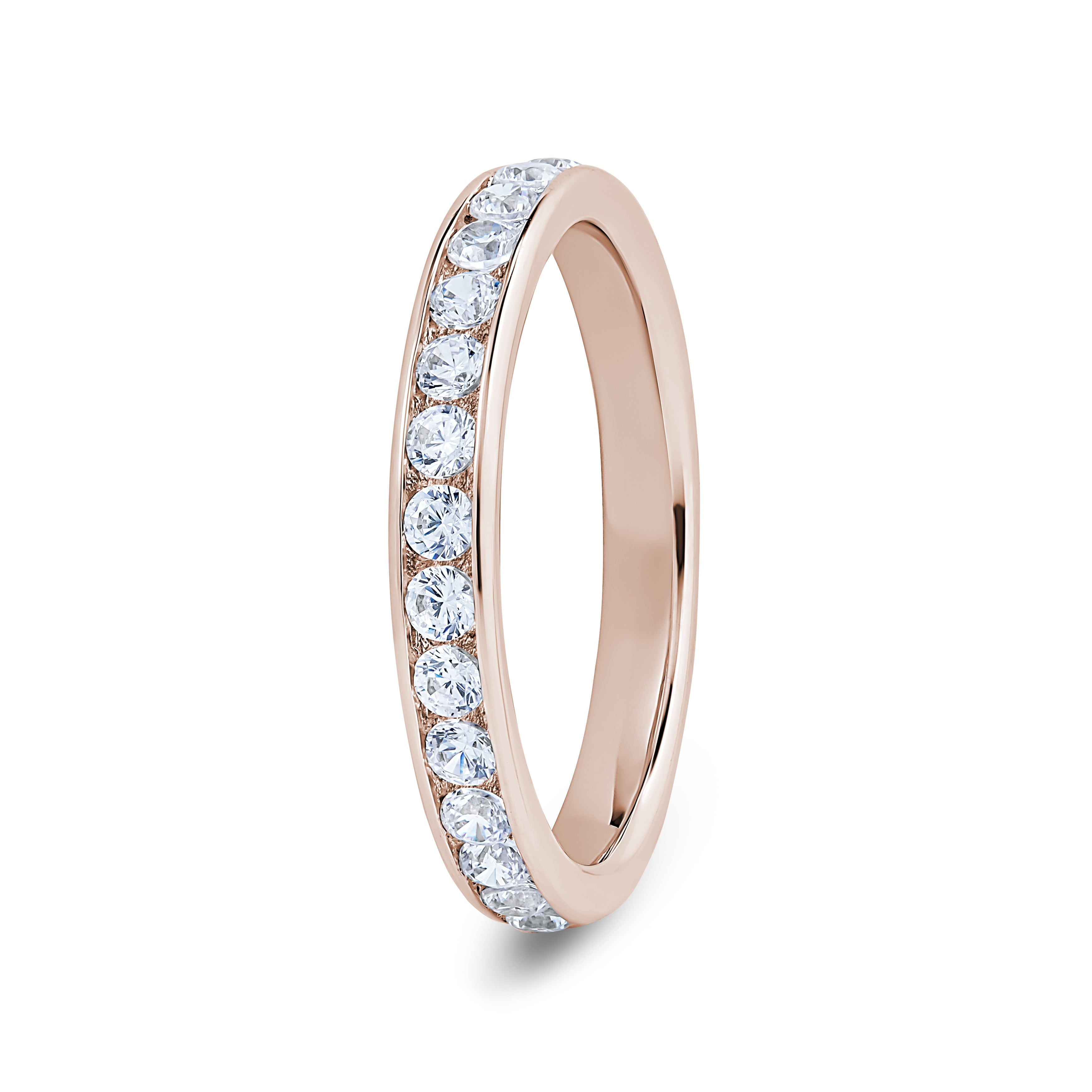 Round, Channel, Rose Gold Half Set Eternity Ring