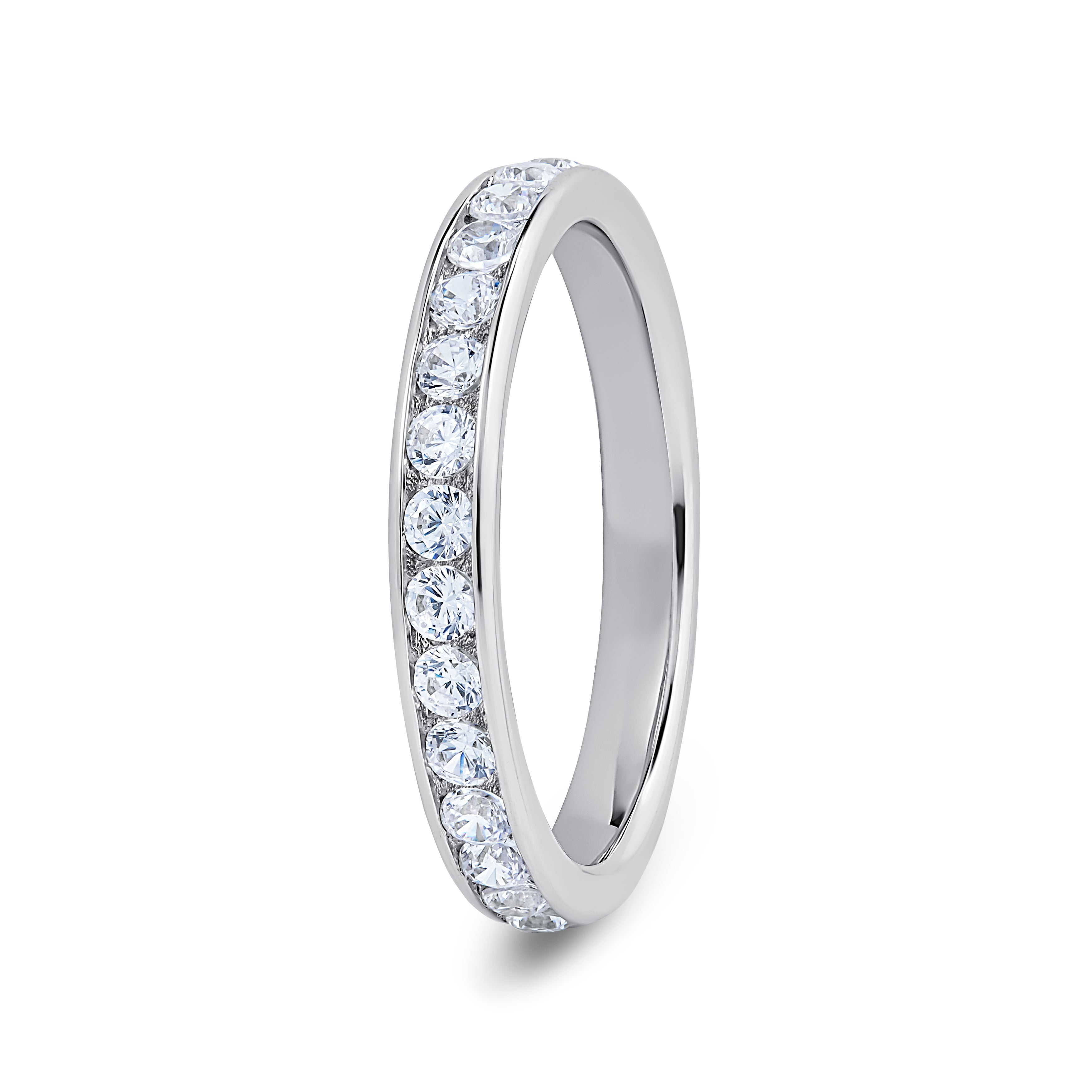 Round, Channel, Platinum Half Set Eternity Ring