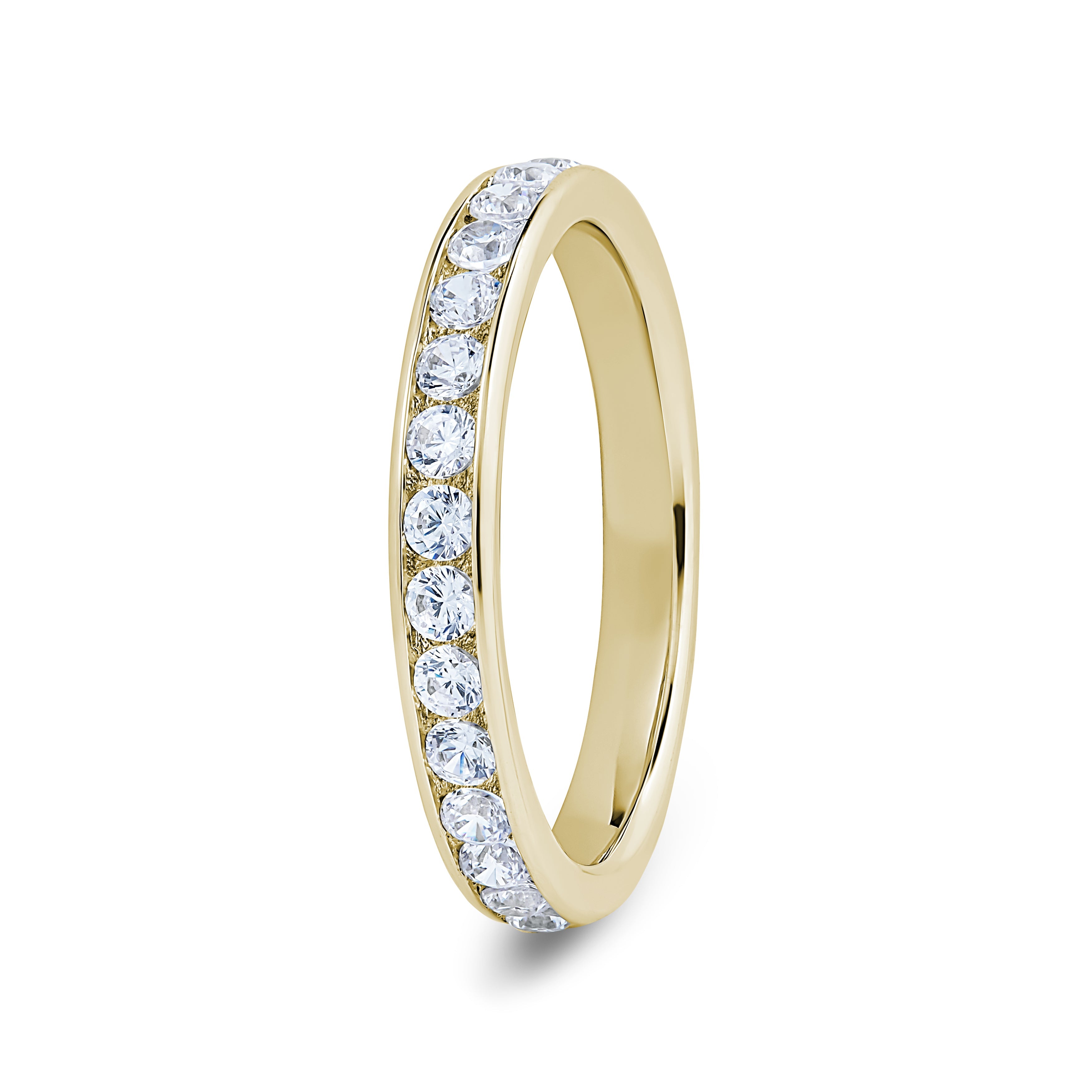 Round, Channel, Yellow Gold Half Set Eternity Ring