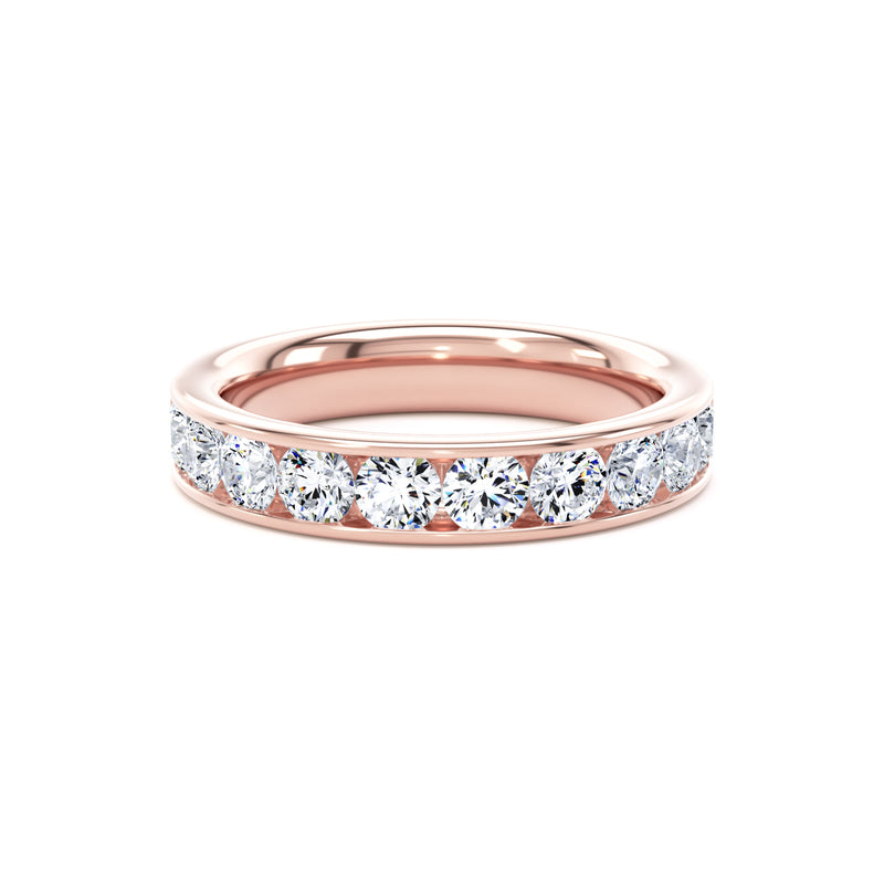Round Diamond Rose Gold Ring, Channel Set Half Eternity | ET1226
