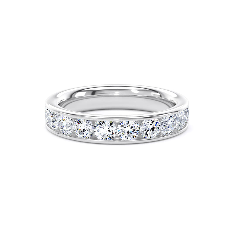 Round Diamond Platinum Ring, Channel Set Half Eternity | ET1226