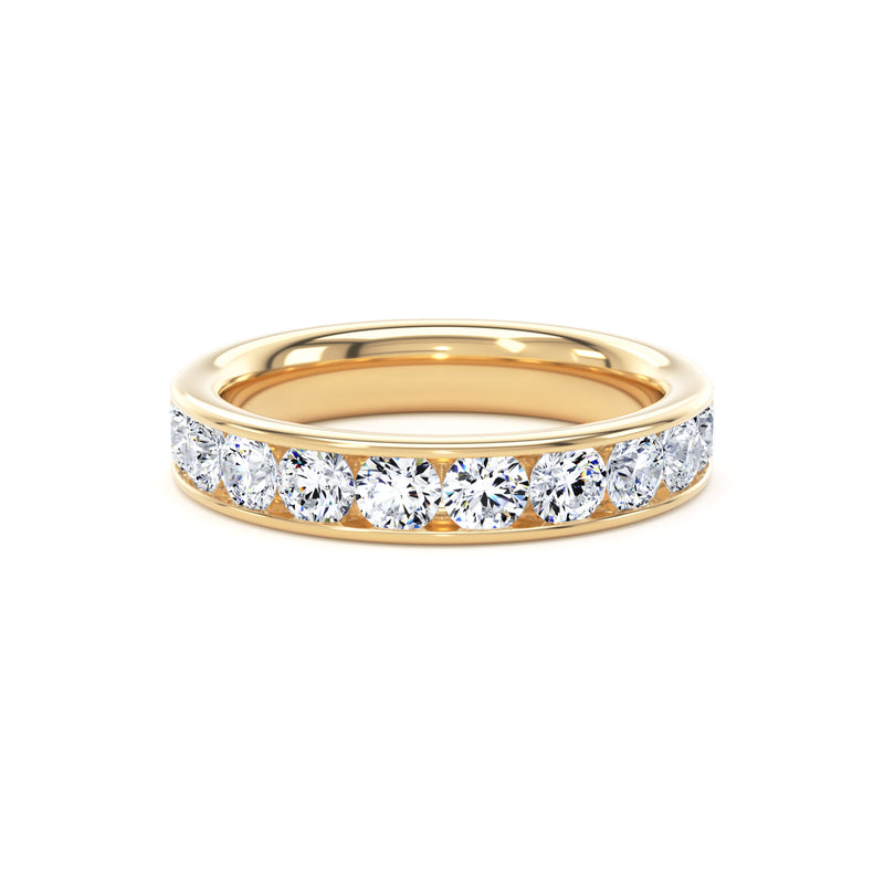 Round Diamond Yellow Gold Ring, Channel Set Half Eternity | ET1226