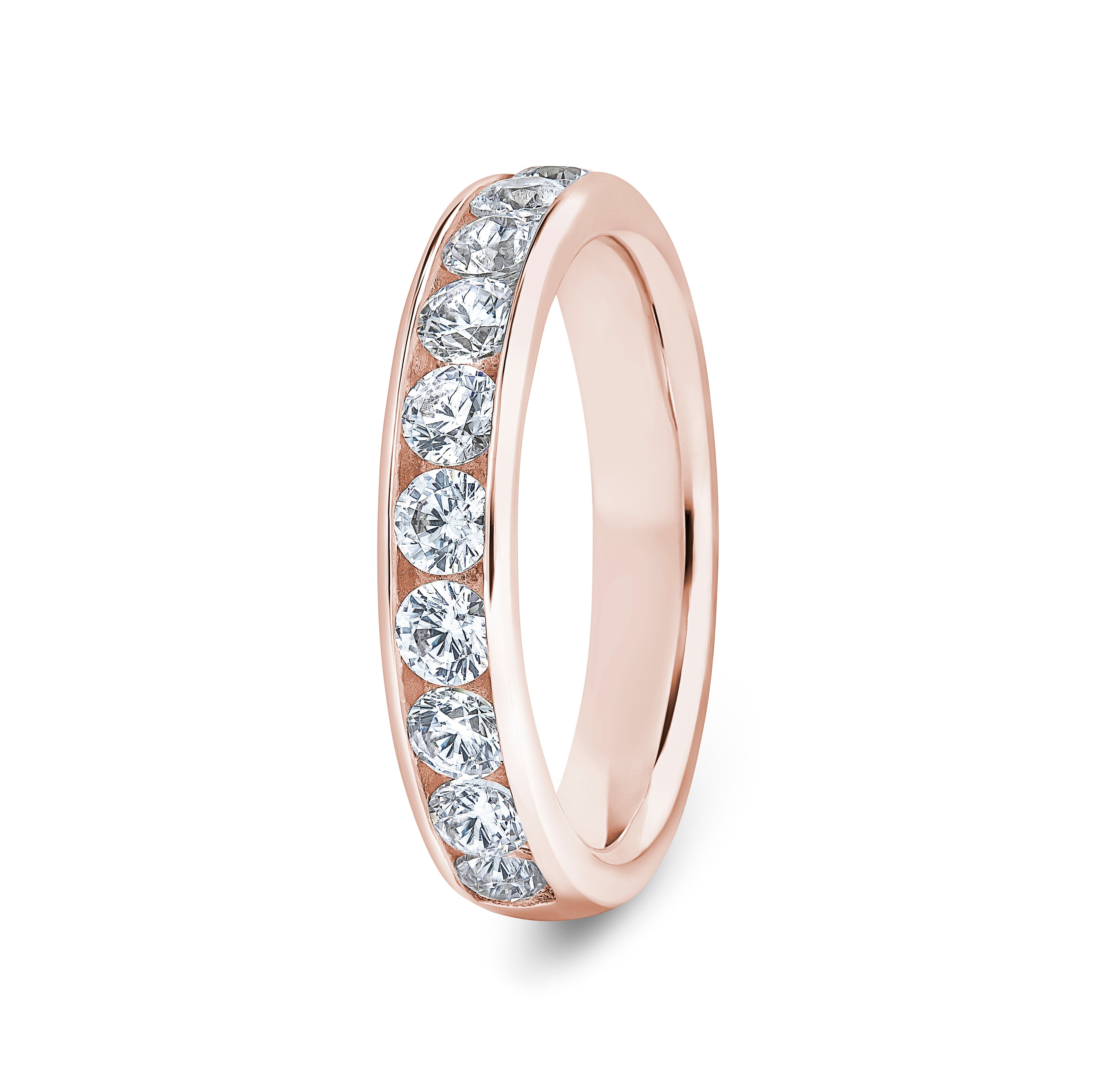 Round, Channel, Rose Gold Half Set Eternity Ring