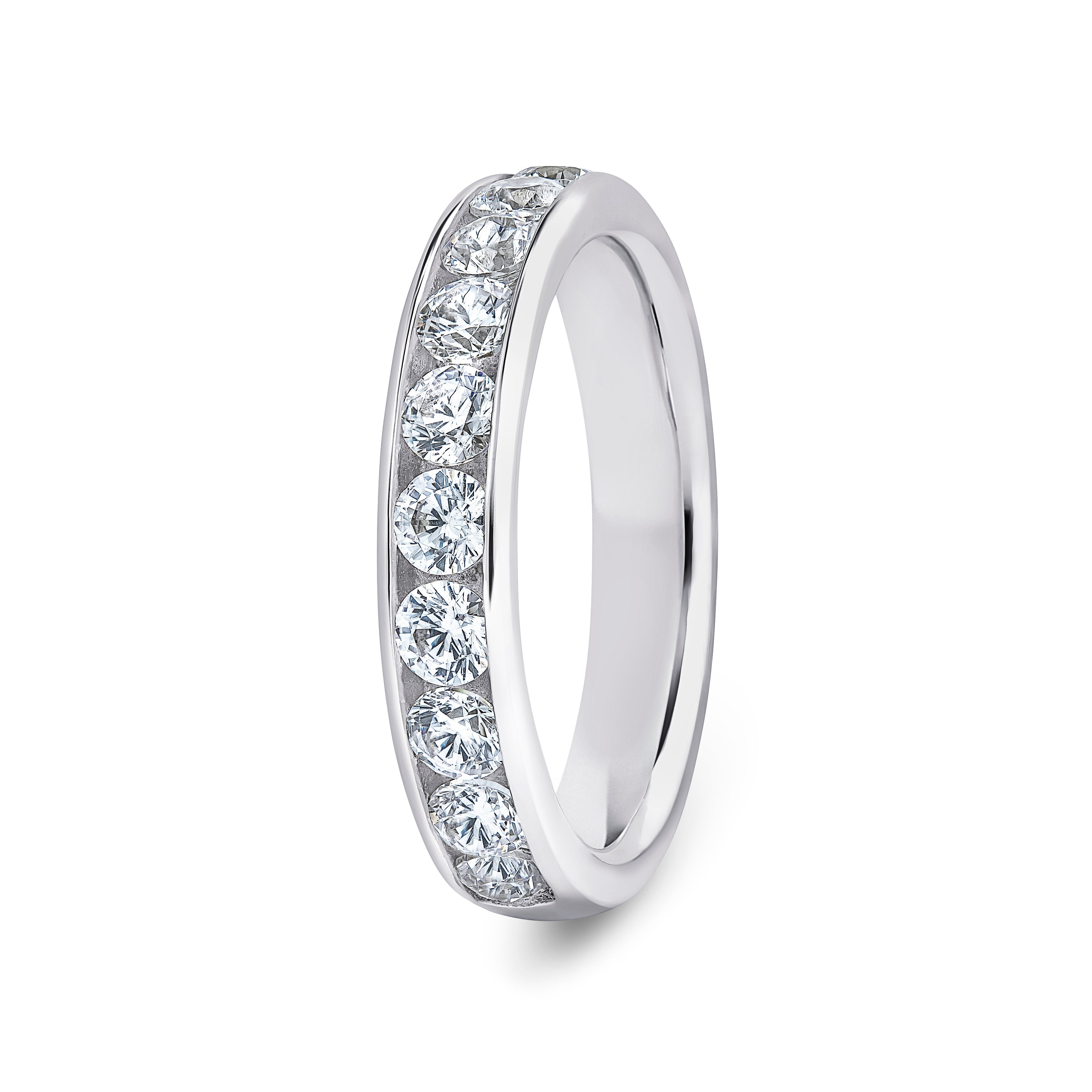 Round, Channel, White Gold Half Set Eternity Ring