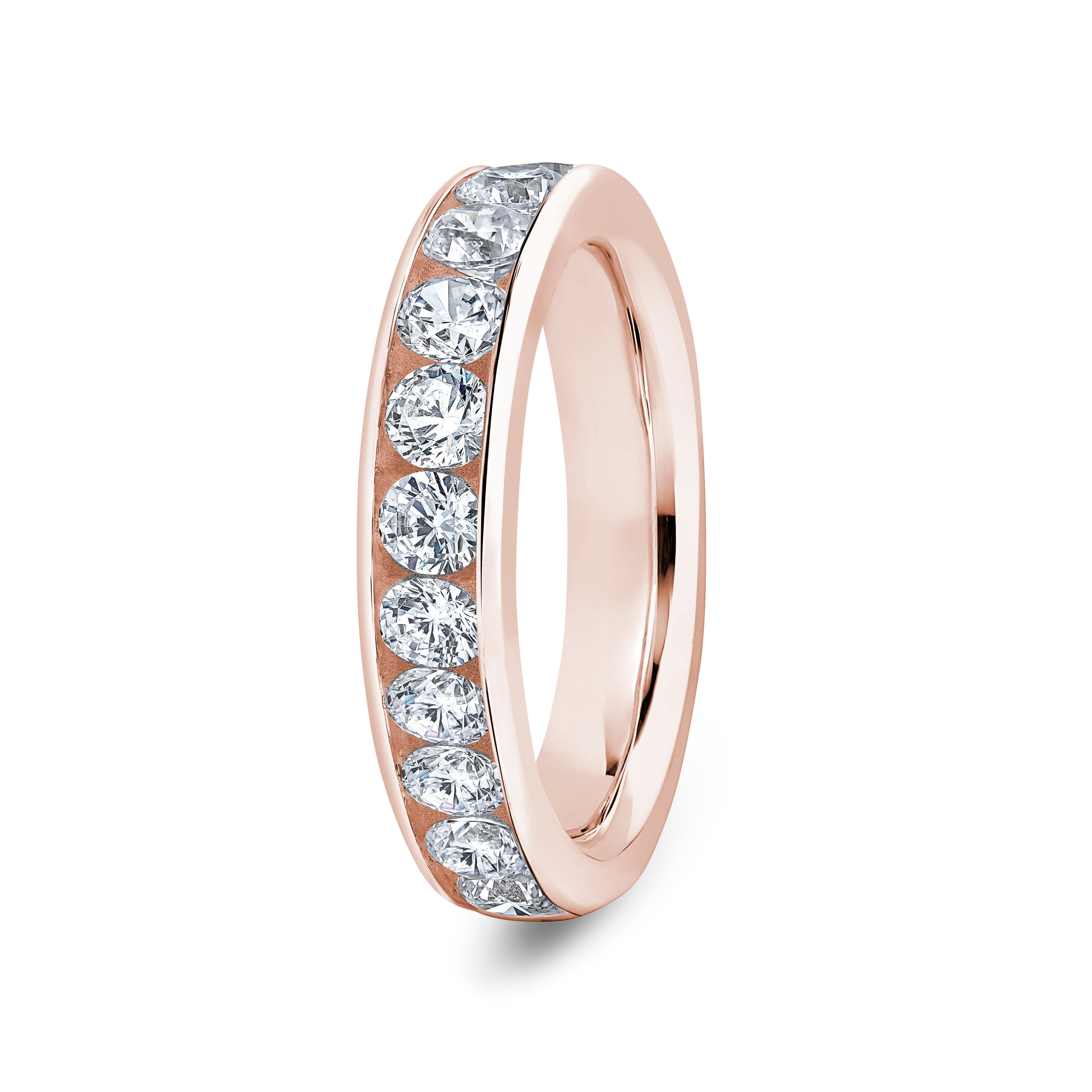 Round, Channel, Rose Gold Half Set Eternity Ring