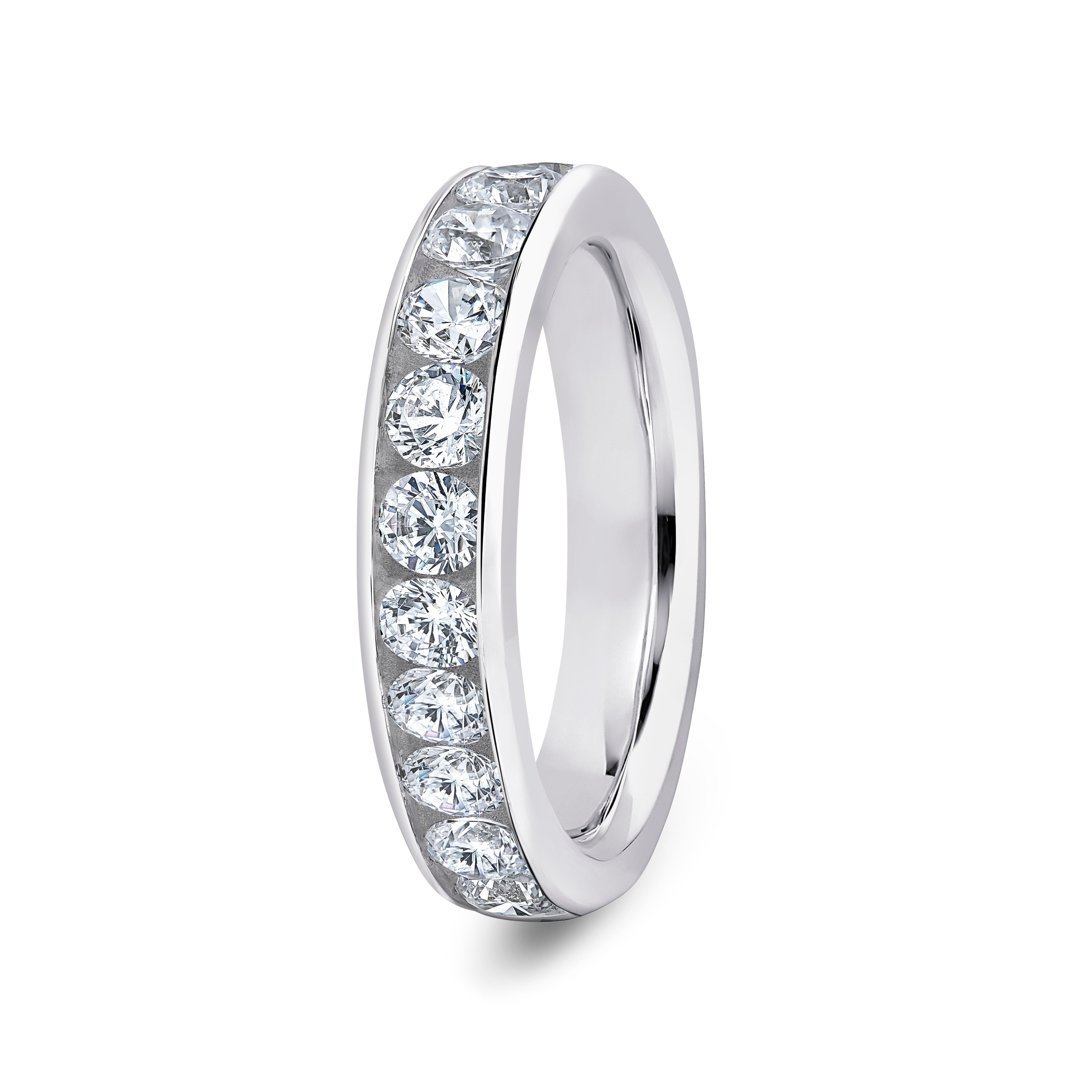 Round, Channel, White Gold Half Set Eternity Ring