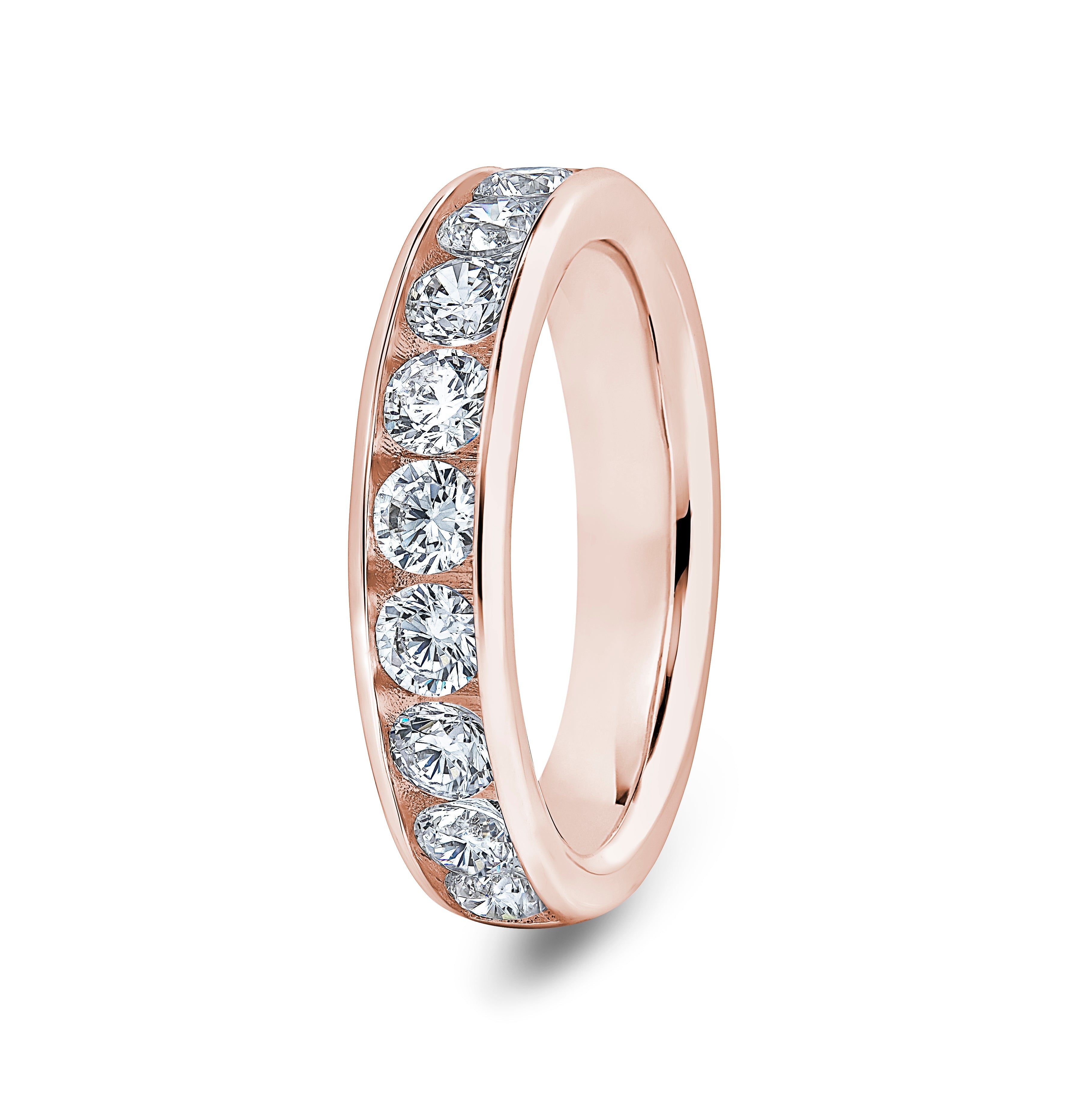 Round, Channel, Rose Gold Half Set Eternity Ring