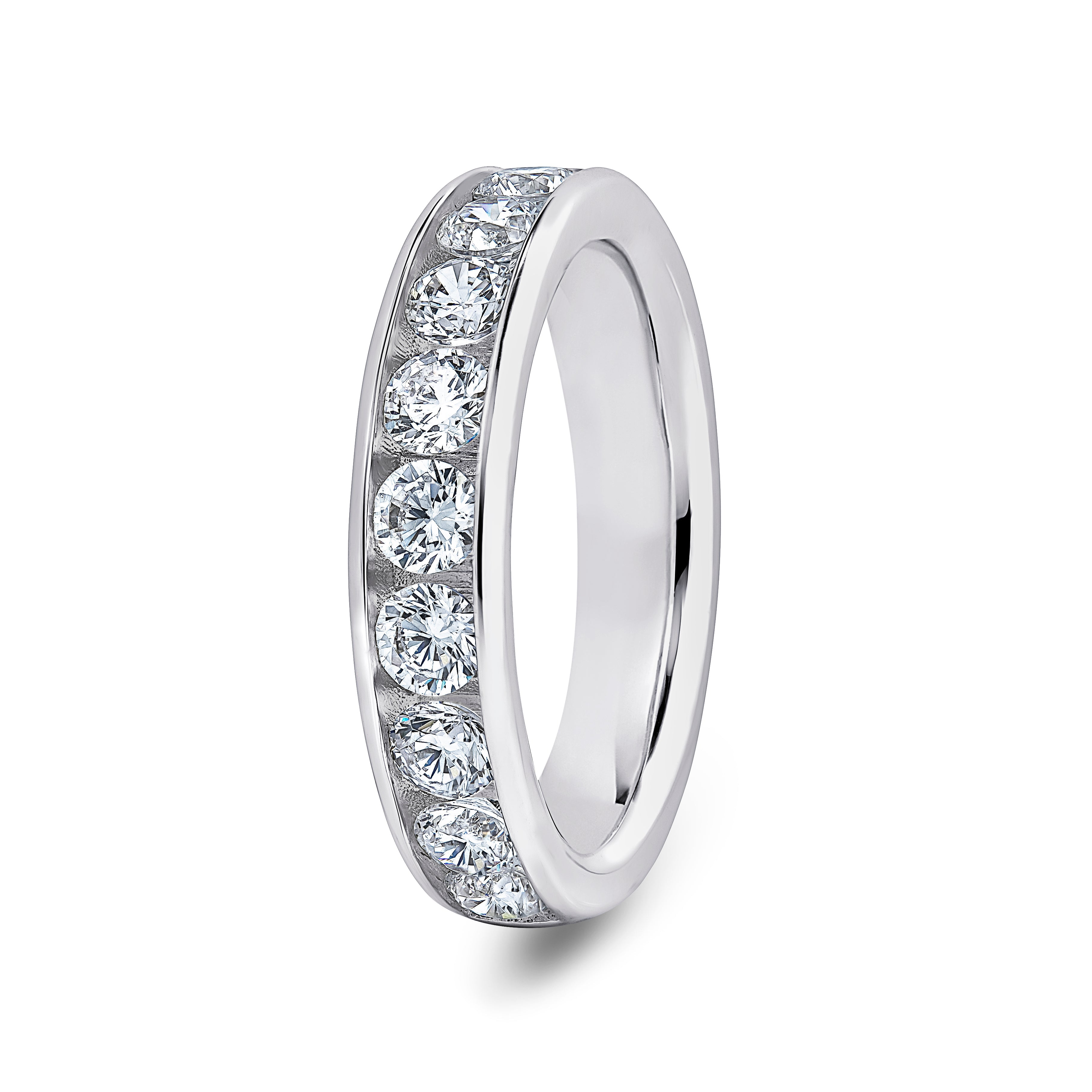 Round, Channel, White Gold Half Set Eternity Ring