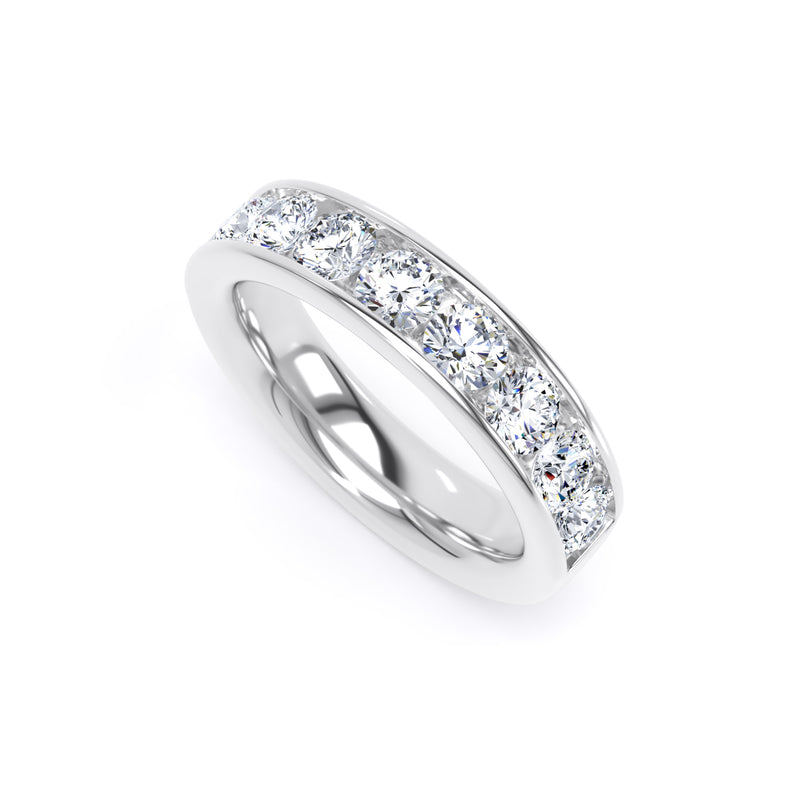 Round Diamond Platinum Ring, Channel Set Half Eternity | ET1226