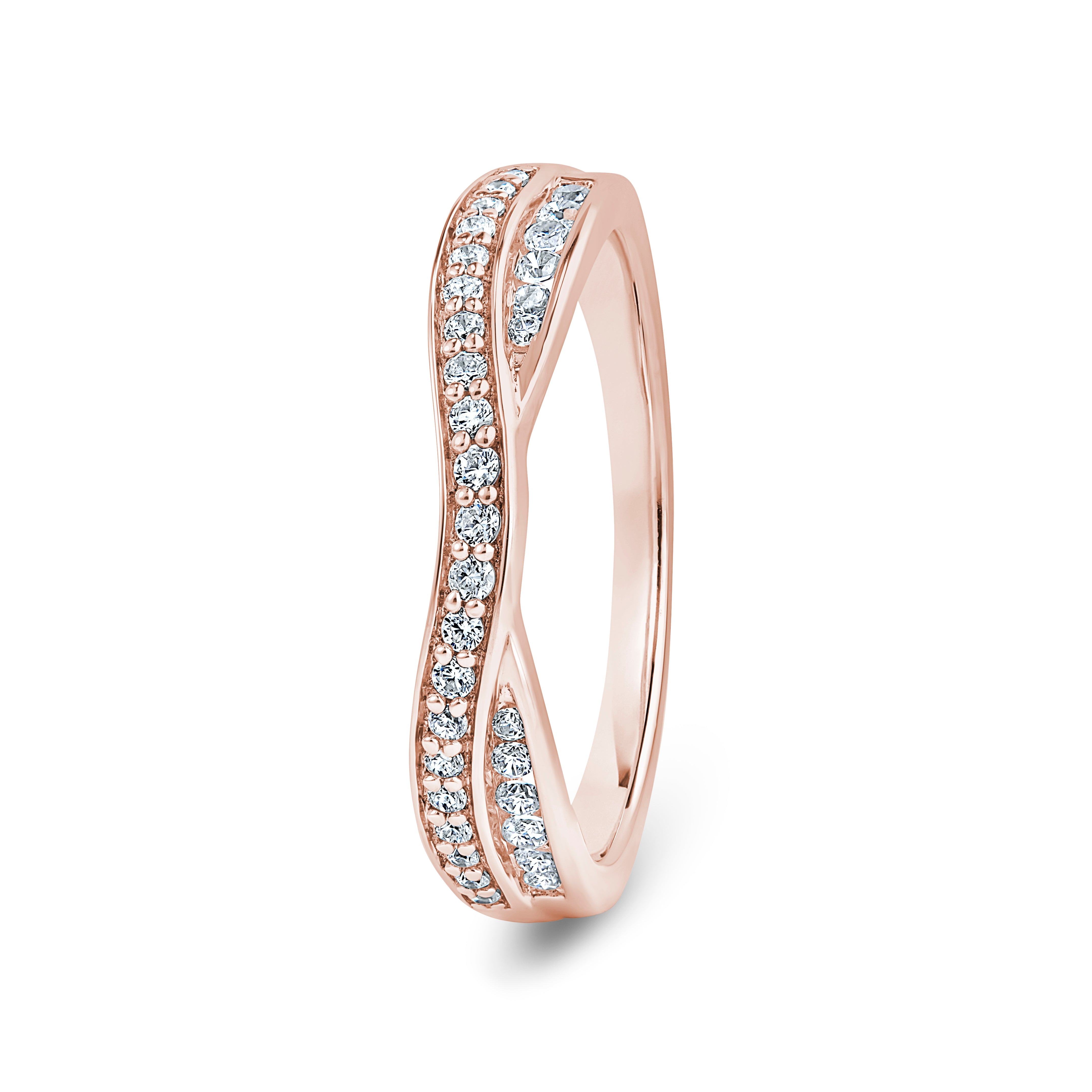 Round, Entwined, Rose Gold Half Set Eternity Ring