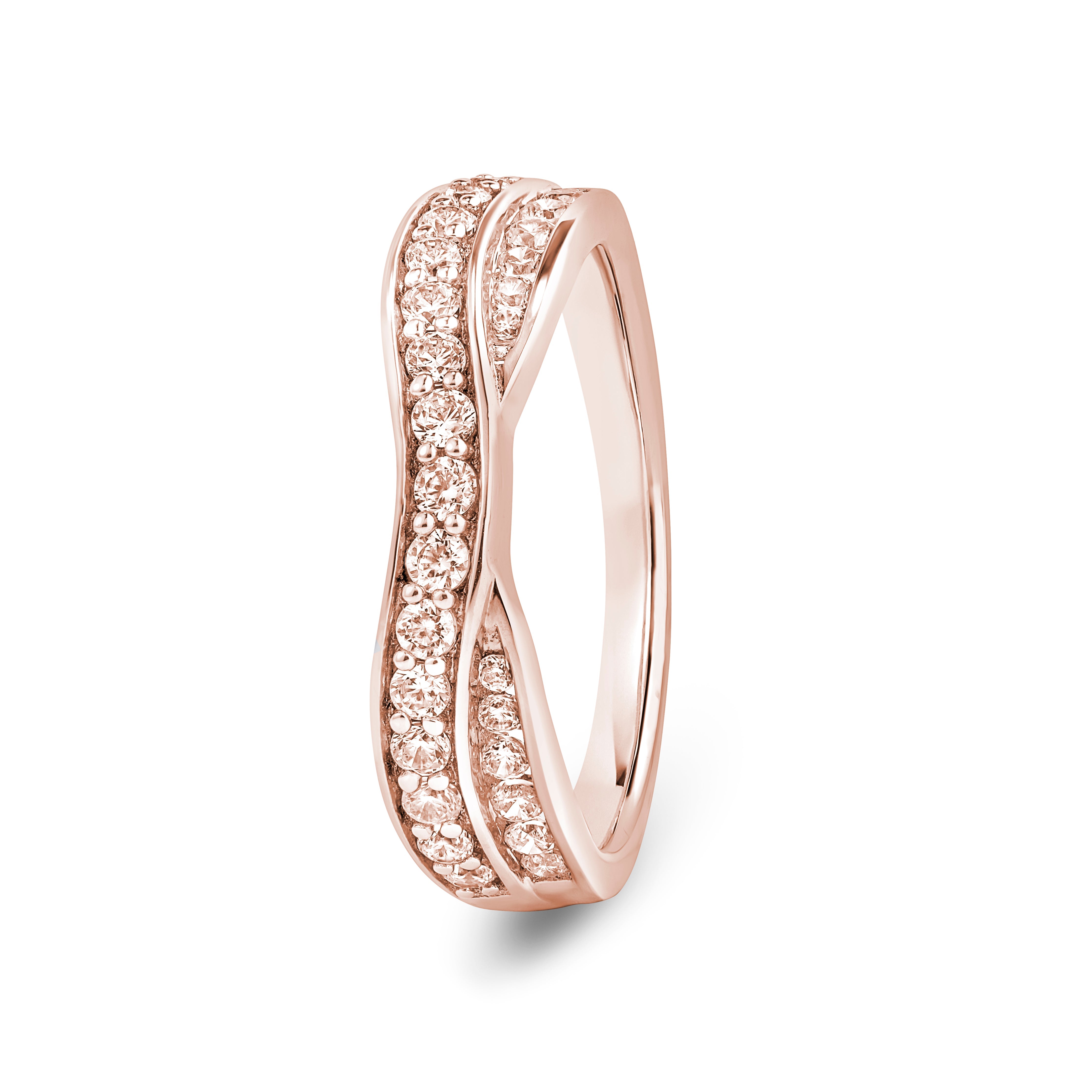 Round, Entwined, Rose Gold Half Set Eternity Ring
