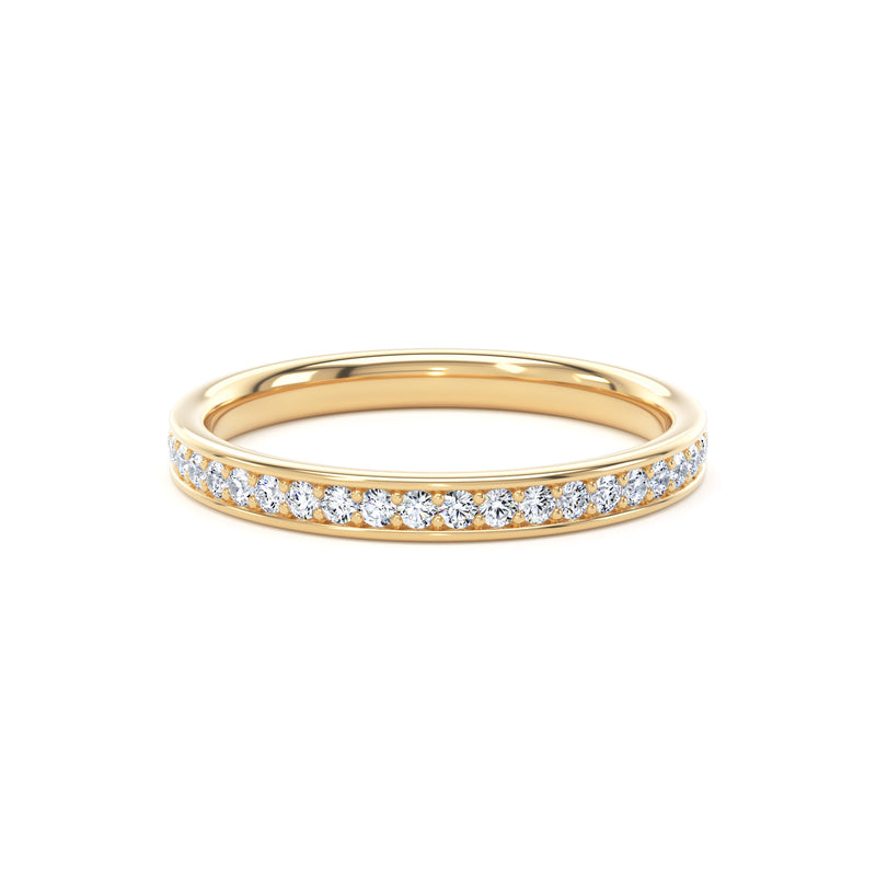 Round Diamond Yellow Gold Ring, Grain Set Half Eternity | ET1221
