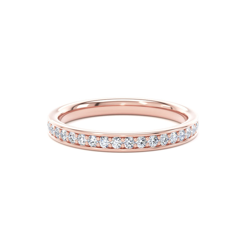 Round Diamond Rose Gold Ring, Grain Set Half Eternity | ET1221