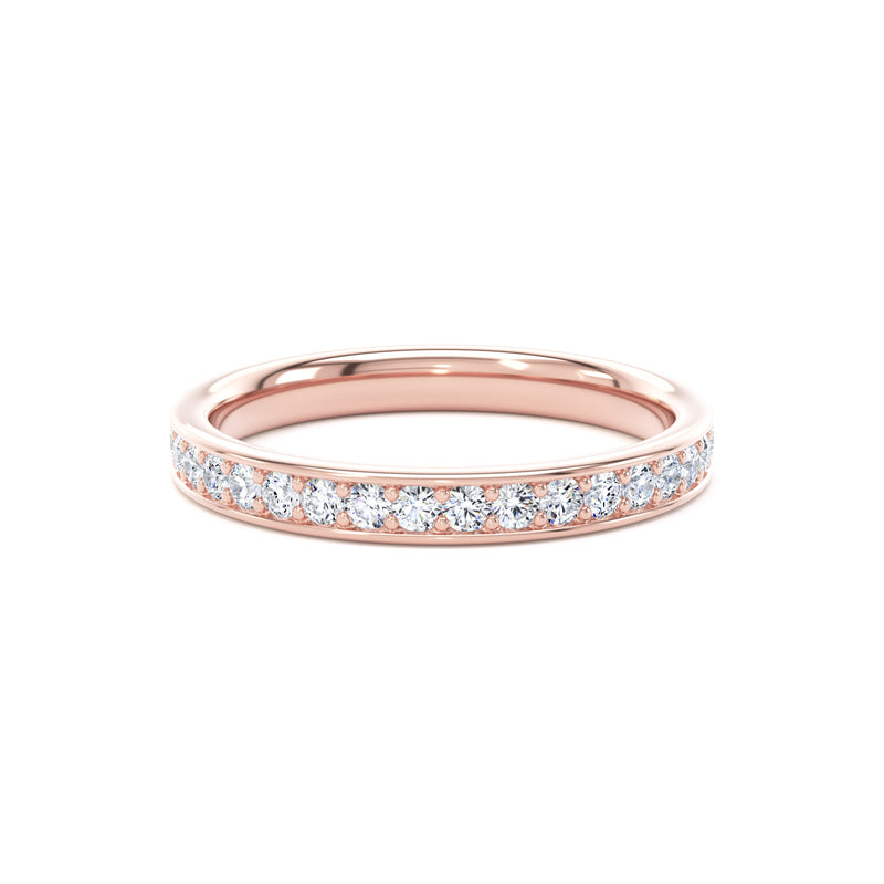 Round Diamond Rose Gold Ring, Grain Set Half Eternity | ET1221