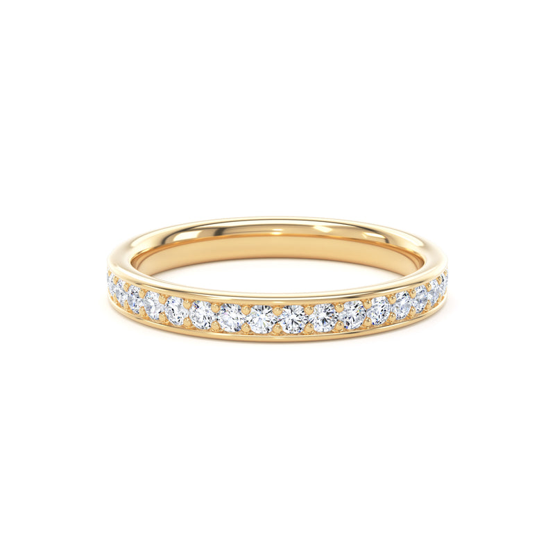 Round Diamond Yellow Gold Ring, Grain Set Half Eternity | ET1221