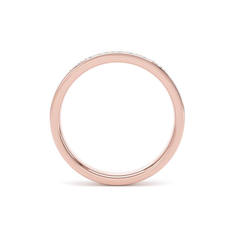 Round Diamond Rose Gold Ring, Grain Set Half Eternity | ET1221