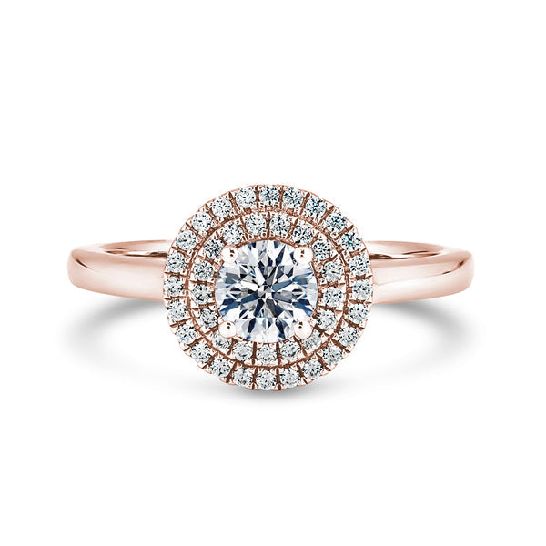 Double Halo Ring | Rose Gold, Round Diamond | RHP02 LGR