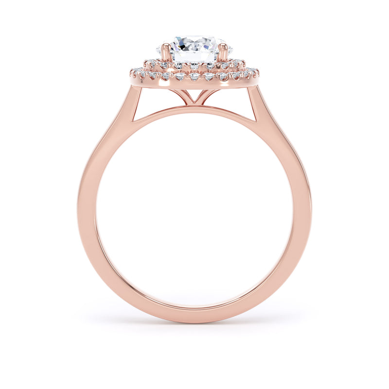 Double Halo Ring | Rose Gold, Round Diamond | RHP02 LGR