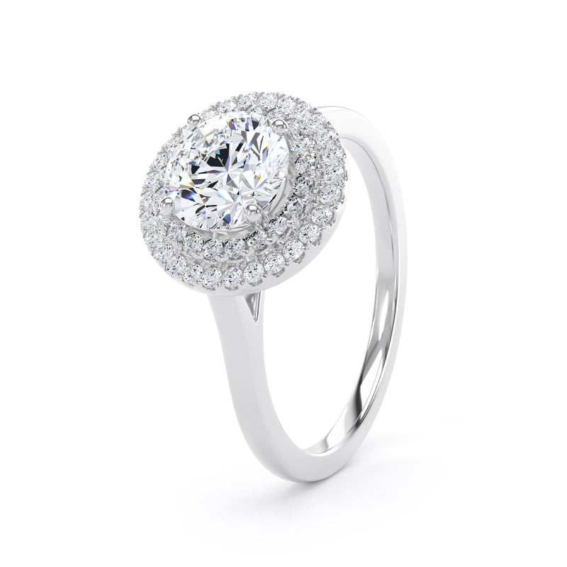 Double Halo Ring | Platinum, Round Diamond | RHP02 SMR