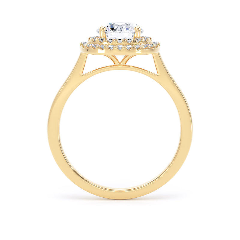 Double Halo Ring | Yellow Gold, Round Diamond | RHP02 LGR