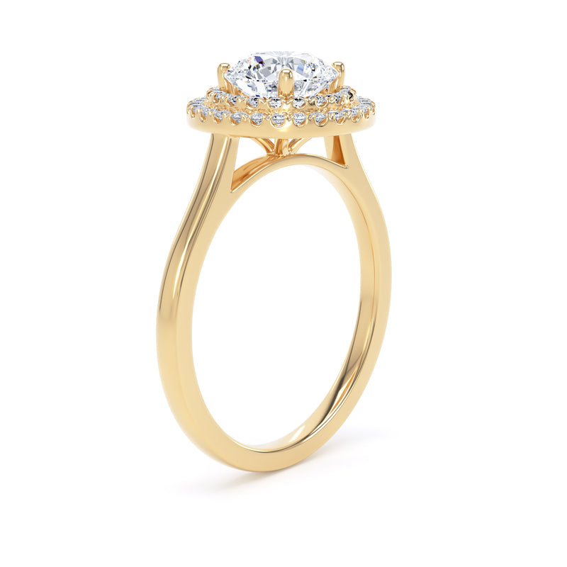 Double Halo Ring | Yellow Gold, Round Diamond | RHP02 LGR