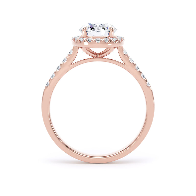 Round Diamond Rose Gold Ring, Diamond Band Halo | LGR RHS01