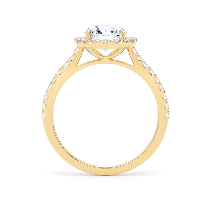 Halo Diamond Shoulder Ring | Yellow Gold, Round Diamond | RHW01 LGR