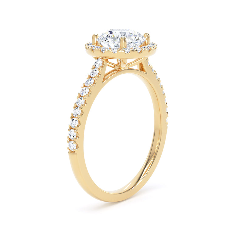 Halo Diamond Shoulder Ring | Yellow Gold, Round Diamond | RHW01 LGR