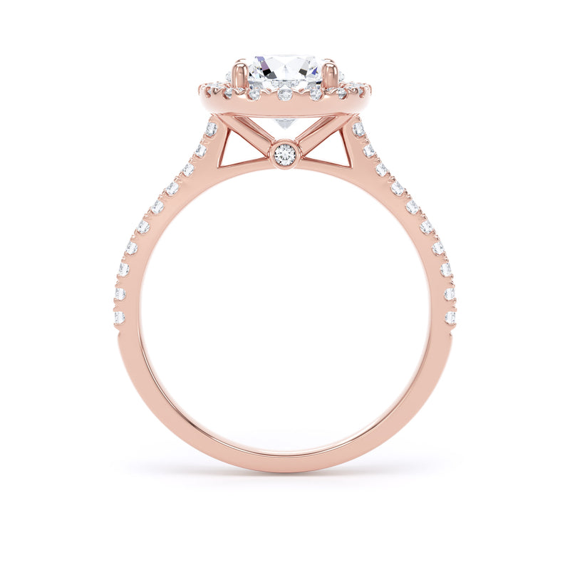 Halo Peekaboo Diamond Shoulder Ring | Rose Gold, Round Diamond | RHW03 LGR
