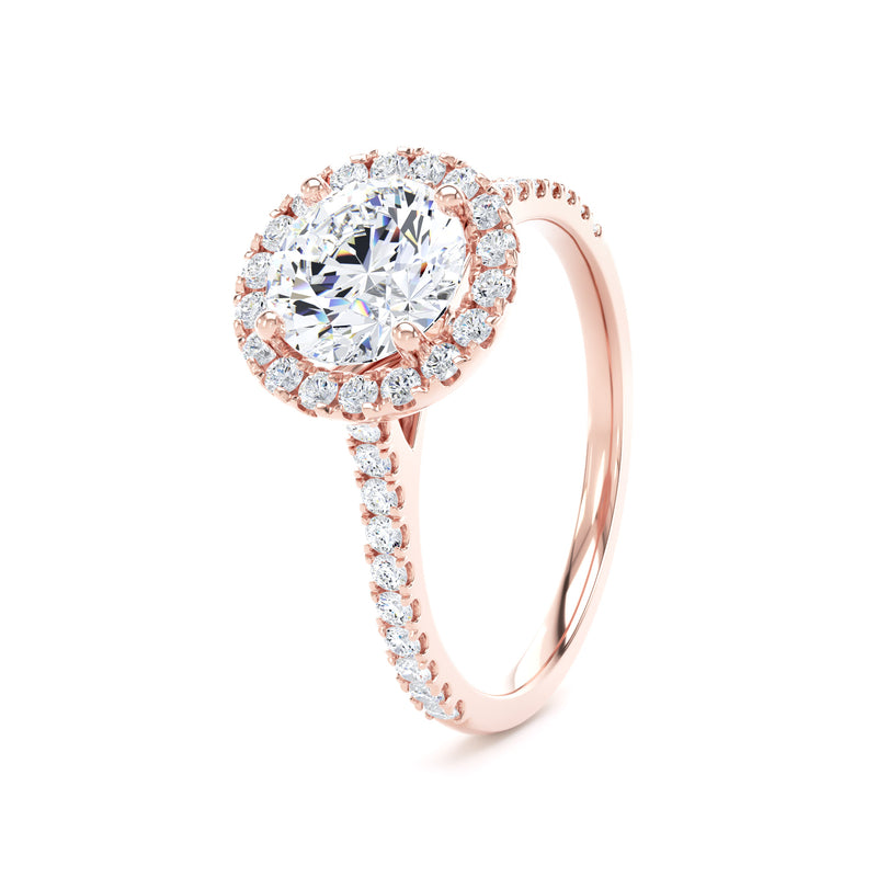 Halo Peekaboo Diamond Shoulder Ring | Rose Gold, Round Diamond | RHW03 LGR