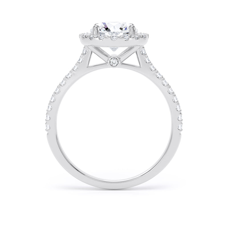 Halo Peekaboo Diamond Shoulder Ring | White Gold, Round Diamond | RHW03 LGR