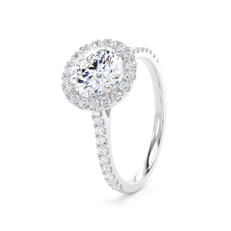 Halo Peekaboo Diamond Shoulder Ring | White Gold, Round Diamond | RHW03 LGR