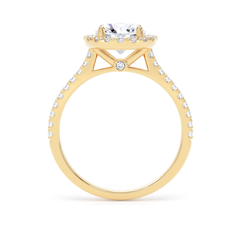 Halo Peekaboo Diamond Shoulder Ring | Yellow Gold, Round Diamond | RHW03 LGR