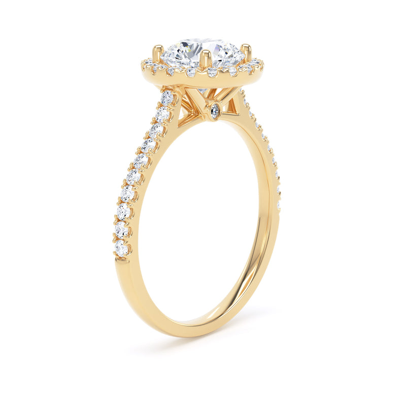 Halo Peekaboo Diamond Shoulder Ring | Yellow Gold, Round Diamond | RHW03 LGR