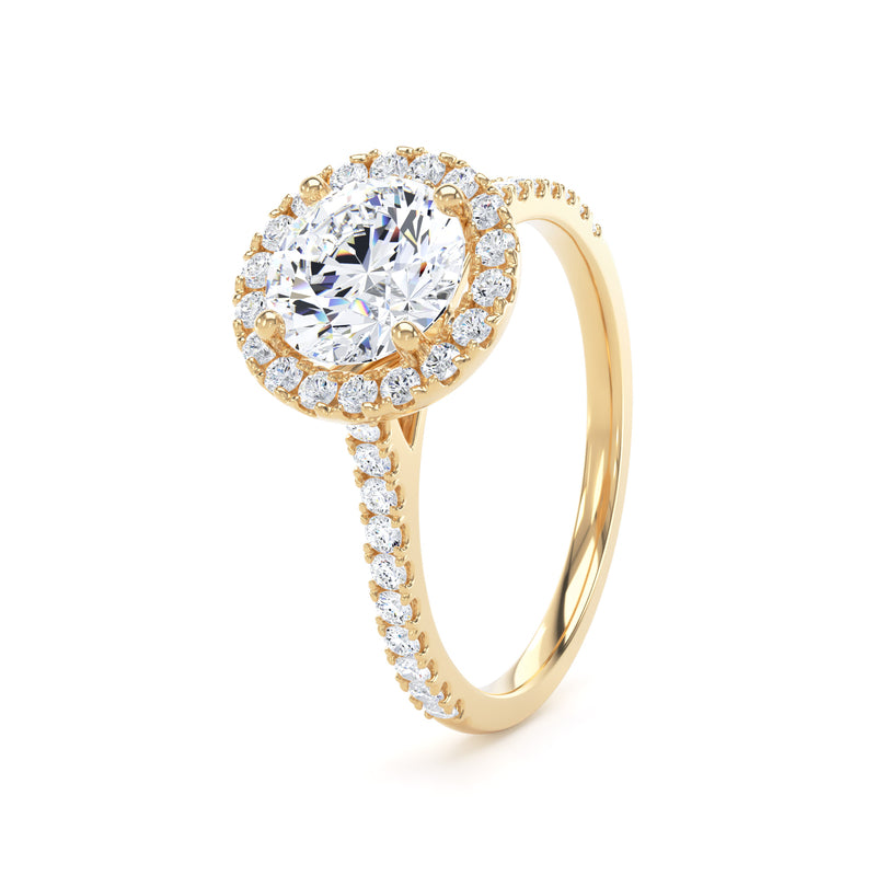 Halo Peekaboo Diamond Shoulder Ring | Yellow Gold, Round Diamond | RHW03 LGR